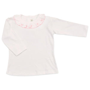 Pink Bows Embroidered Pima Cotton Blouse