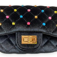 Load image into Gallery viewer, Colorful Studs Velvet Quilted Purse - Black