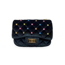 Load image into Gallery viewer, Colorful Studs Velvet Quilted Purse - Black