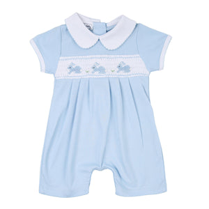 Pastel Bunny Classics Blue Smocked Collared Short Playsuit