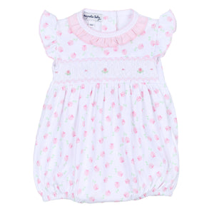 Tessa's Classics Pink Smocked Printed Flutters Bubble