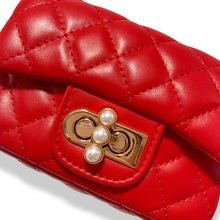 Load image into Gallery viewer, Pearl Closure Quilted Purse - Red
