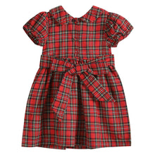 Load image into Gallery viewer, Christmas Plaid Santa Sleigh Smocked Dress- Red