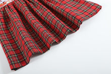 Load image into Gallery viewer, Christmas Plaid Santa Sleigh Smocked Dress- Red