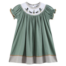 Load image into Gallery viewer, Mallard Smocked Bishop Dress- Sage