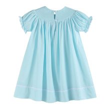 Load image into Gallery viewer, Light Blue Daisy Smocked Bishop Dress