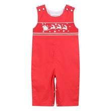 Load image into Gallery viewer, Santa Sleigh Overalls- Red