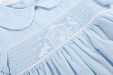 Load image into Gallery viewer, Nativity Smocked Dress- Light Blue