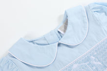 Load image into Gallery viewer, Nativity Smocked Dress- Light Blue