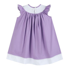 Load image into Gallery viewer, Purple Easter Bunny Smocked Bishop Dress