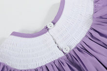 Load image into Gallery viewer, Purple Easter Bunny Smocked Bishop Dress
