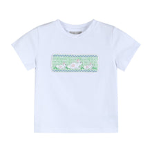 Load image into Gallery viewer, Green Seersucker Easter Bunny Smocked Set