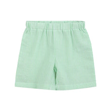 Load image into Gallery viewer, Green Seersucker Easter Bunny Smocked Set