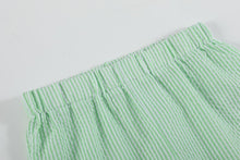 Load image into Gallery viewer, Green Seersucker Easter Bunny Smocked Set