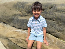 Load image into Gallery viewer, Pale Chambray/ White Stripe Shipping Polo