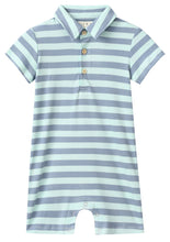 Load image into Gallery viewer, Chambray/ Blue Stripe Drift Romper