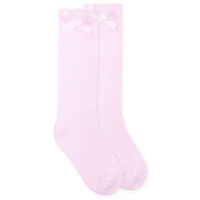 Load image into Gallery viewer, Pointelle Bow Knee Socks - Pink