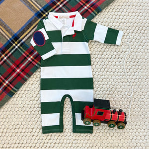 Sir Proper’s Rugby Romper- Grier Green Rugby Stripe/ Richmond Red