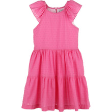 Load image into Gallery viewer, Swiss Dot Tiered Dress in Fuchsia
