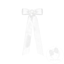 Load image into Gallery viewer, Mini Satin Hair Bowtie w/ Knot & Streamer Tails