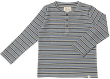 Load image into Gallery viewer, Adams Henley- Grey/Cream/Blue Stripe