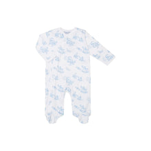 Load image into Gallery viewer, Blue Toile Crossover Footie
