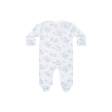 Load image into Gallery viewer, Blue Toile Crossover Footie