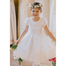 Load image into Gallery viewer, Columbe White Silk Ceremony Smocked Dress