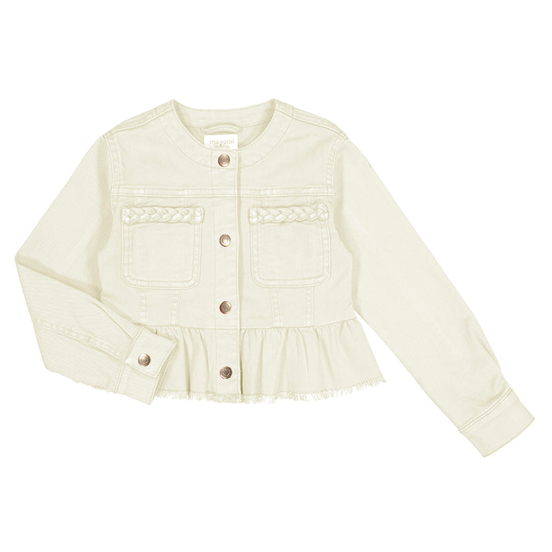 Twill Ruffle Jacket in Natural