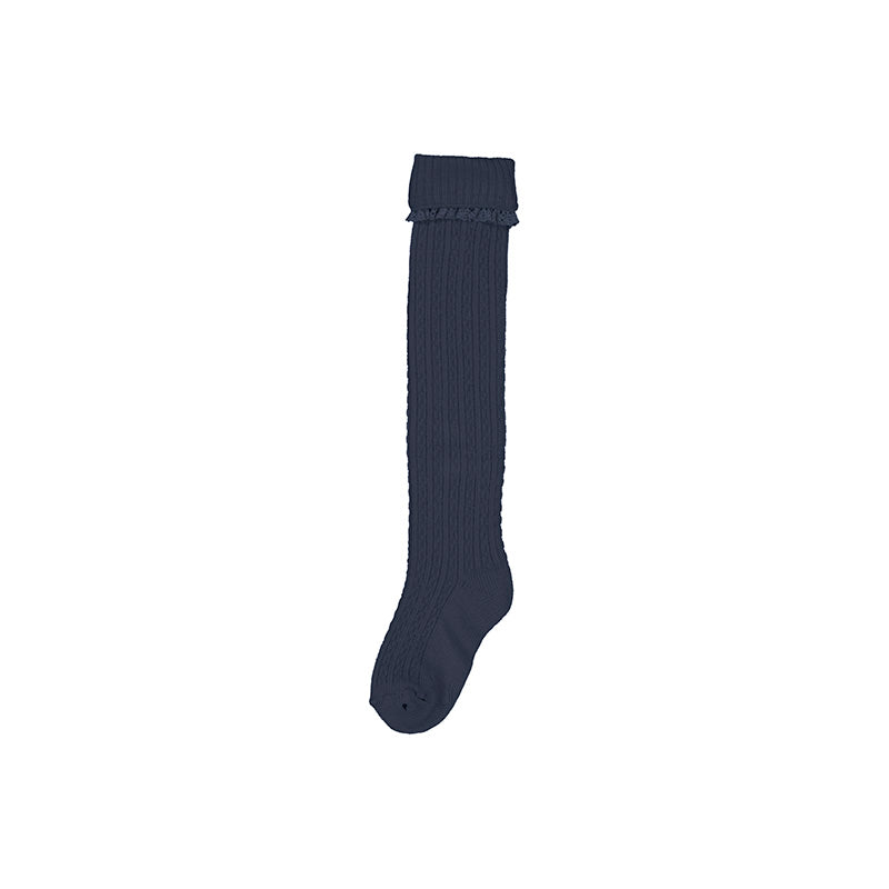 Ribbed Knee Socks - Navy