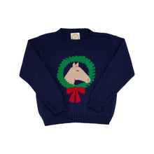 Load image into Gallery viewer, Isabelle&#39;s Intarsia Sweater- Nantucket Navy/Horse
