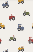 Load image into Gallery viewer, Mini Tractors 2-Way Zipper Romper- White/Blue