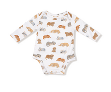 Load image into Gallery viewer, Napping Puppies Lap Shoulder Bodysuit- Ivory/Tan