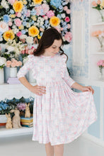 Load image into Gallery viewer, Ribbons & Roses 3/4 Sleeve Ruffle Twirl Dress