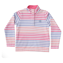 Load image into Gallery viewer, Sporty Snap Pullover in Pink Carnation Stripe
