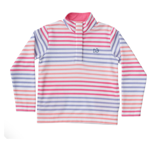 Sporty Snap Pullover in Pink Carnation Stripe