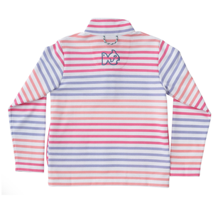 Sporty Snap Pullover in Pink Carnation Stripe