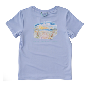 Pro Performance Fishing Tee with Beach Art- Lavender