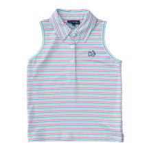 Load image into Gallery viewer, Girls Sleeveless Pro Performance Polo in Candy Stripe
