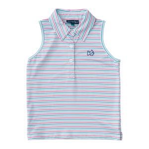 Girls Sleeveless Pro Performance Polo in Candy Stripe