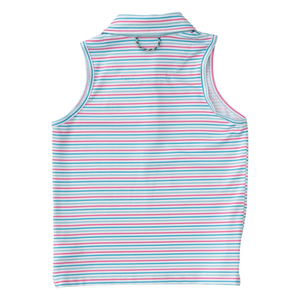 Girls Sleeveless Pro Performance Polo in Candy Stripe