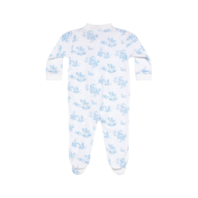 Load image into Gallery viewer, Blue Toile Zipper Footie