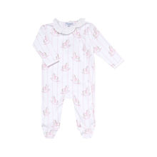 Load image into Gallery viewer, Pink Rocking Horse Crossover Footie