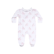 Load image into Gallery viewer, Pink Rocking Horse Crossover Footie