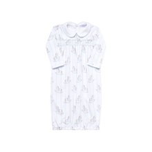 Load image into Gallery viewer, Blue Rocking Horse Smocked Gown