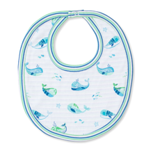 Load image into Gallery viewer, Watercolor Whales Print Reversible Bib
