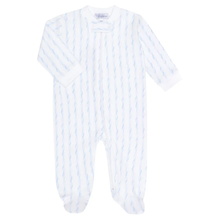 Load image into Gallery viewer, Blue Twirls Zipper Footie