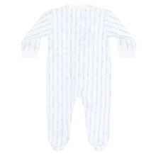 Load image into Gallery viewer, Blue Twirls Zipper Footie