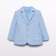 Load image into Gallery viewer, Blue Linen Suit Set w/ Bowtie