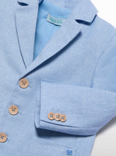 Load image into Gallery viewer, Blue Linen Suit Set w/ Bowtie